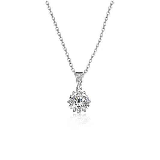 1 Carat Moissanite Solitaire Pendant – Rhodium Plated Sterling Silver Necklace
