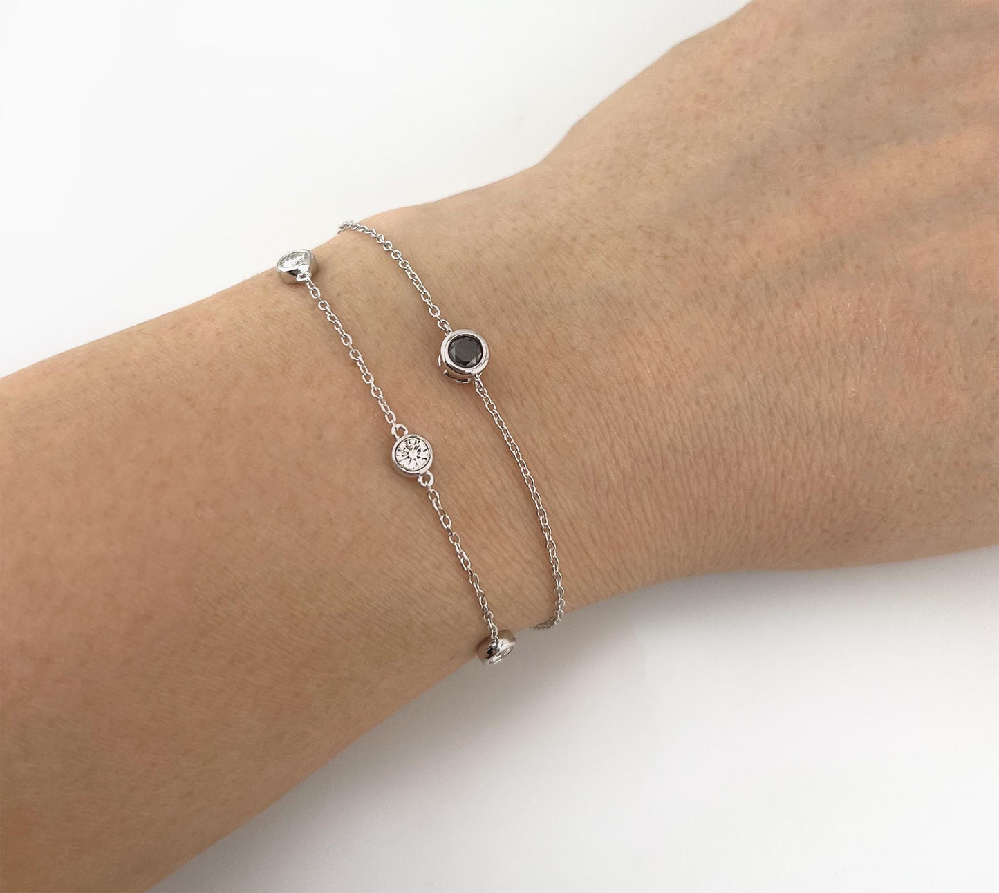 Moissanite Bezel Station Bracelet: Rhodium Sterling Silver, Diamonds By The Yard