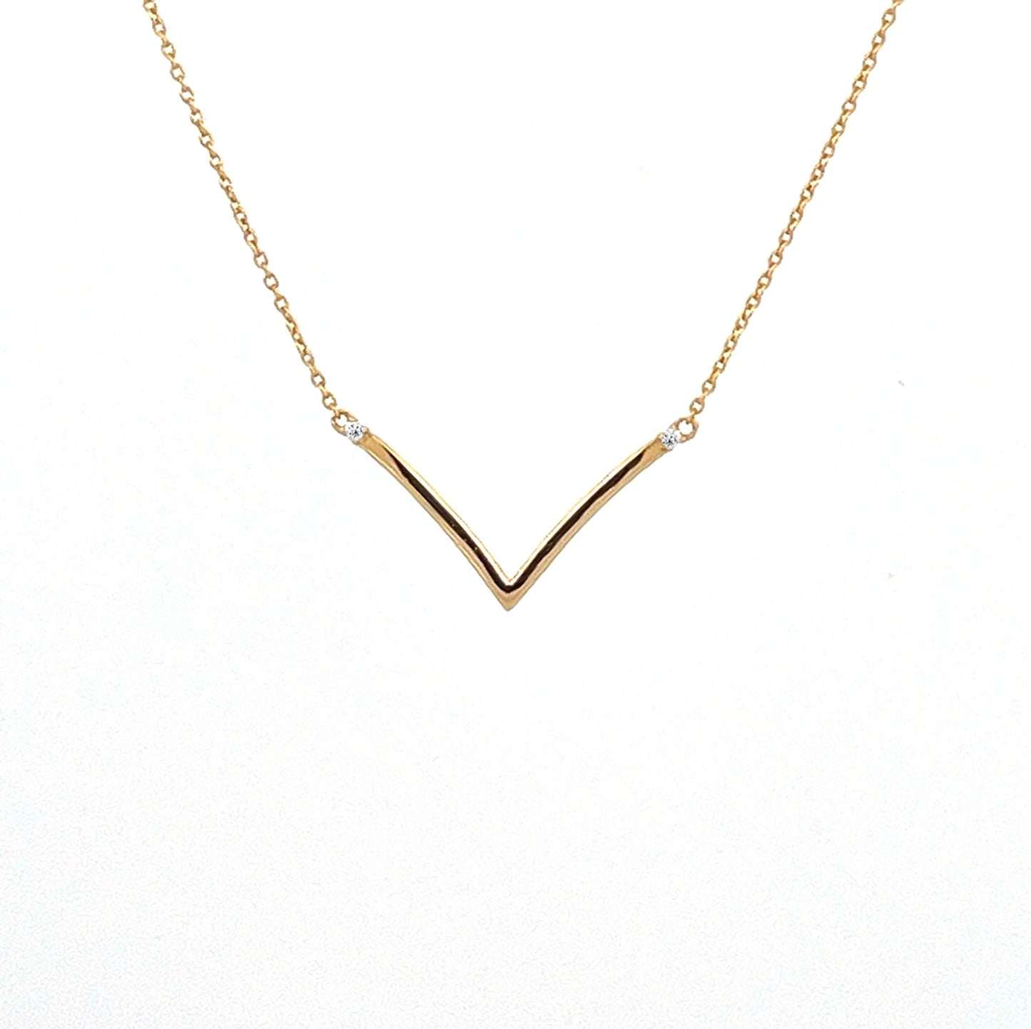 Moissanite V-Necklace: 18K Gold Plated Sterling Silver Chevron Necklace