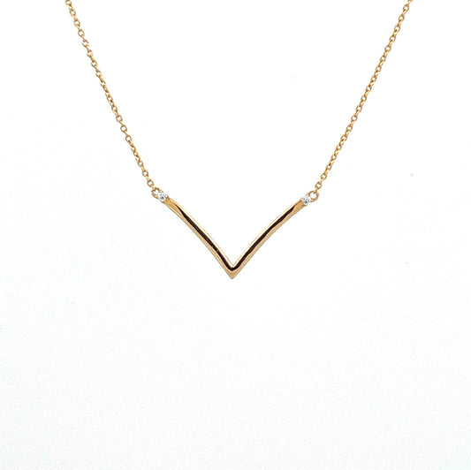 Moissanite V-Necklace: 18K Gold Plated Sterling Silver Chevron Necklace