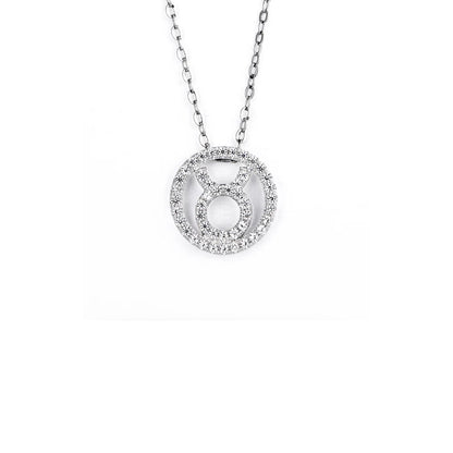 Moissanite Zodiac Constellation Necklace: Rhodium Plated Sterling Silver