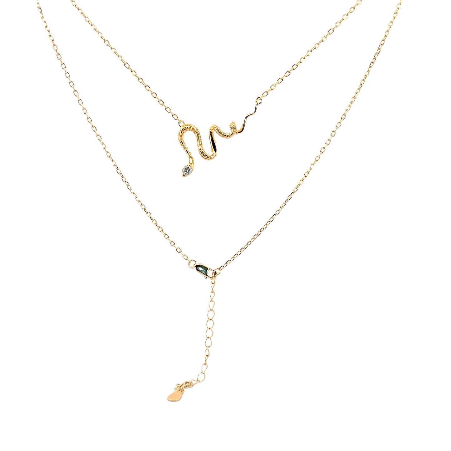 14K Gold Moissanite Snake Pendant: Sterling Silver Serpent Necklace