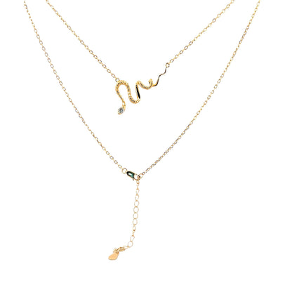 14K Gold Moissanite Snake Pendant: Sterling Silver Serpent Necklace