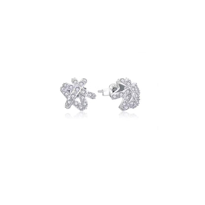 Moissanite Knot Stud Earrings: Sterling Silver Love Knot Design