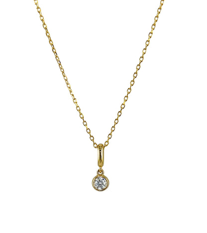 1.5 CT Moissanite Bezel Pendant Necklace: 14K Yellow Gold Plated Sterling Silver
