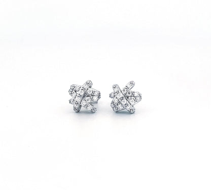 Moissanite Knot Stud Earrings: Sterling Silver Love Knot Design