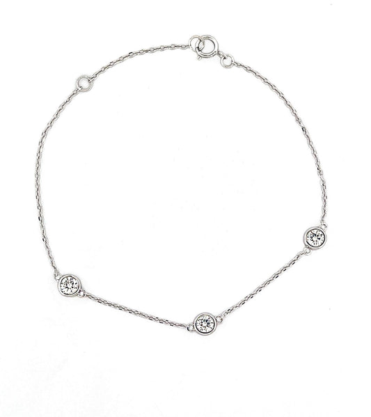 Moissanite Bezel Station Bracelet: Rhodium Sterling Silver, Diamonds By The Yard
