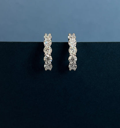 Moissanite Huggie Earrings: 1 CTTW VVS1, Rhodium 925 Sterling Silver