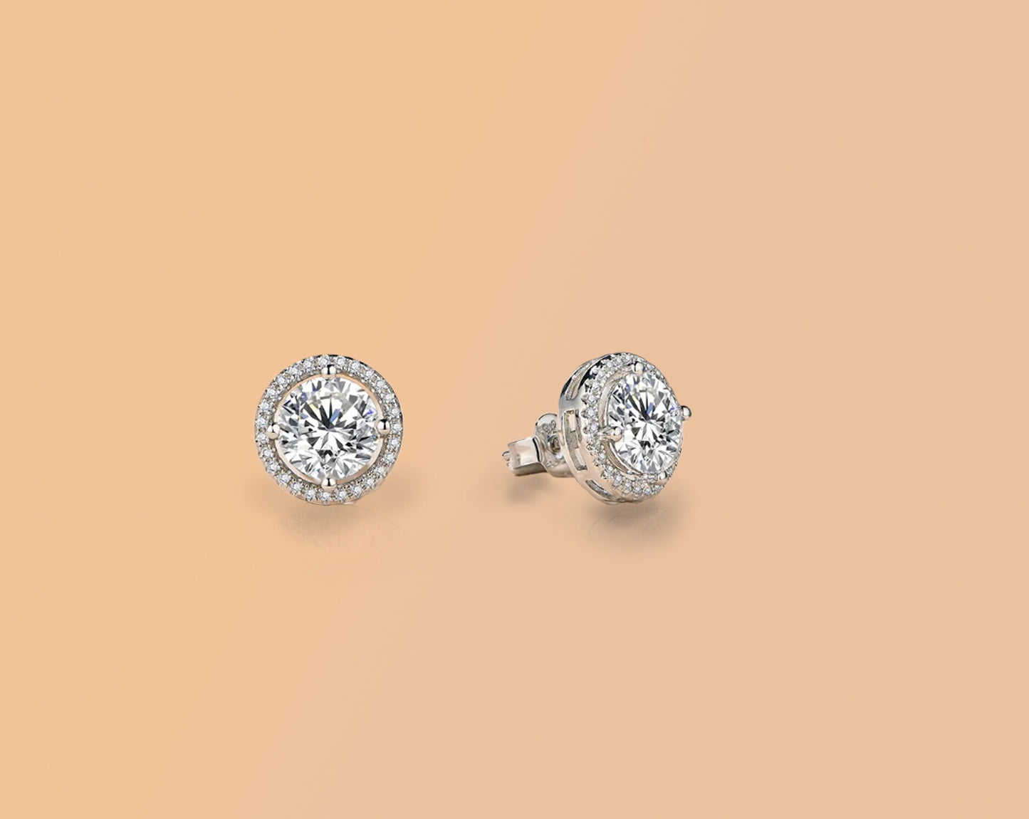 Halo Moissanite Stud Earrings: 3.0Ct VVS1 Sterling Silver