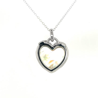 Mother of Pearl Heart Necklace: Sterling Silver, Ruby or Emerald, White Sapphire Pendant