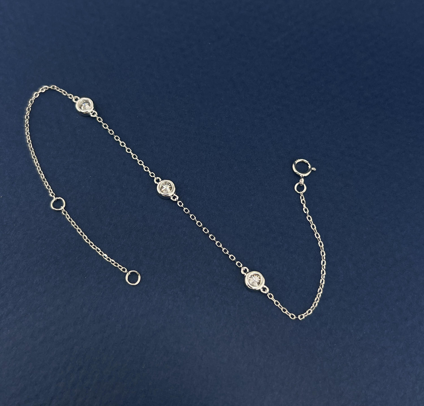 Moissanite Bezel Station Bracelet: Rhodium Sterling Silver, Diamonds By The Yard