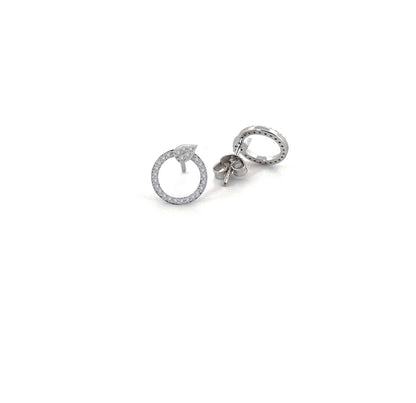 Certified Moissanite Sterling Silver Stud Earrings: Dainty Pave Circle