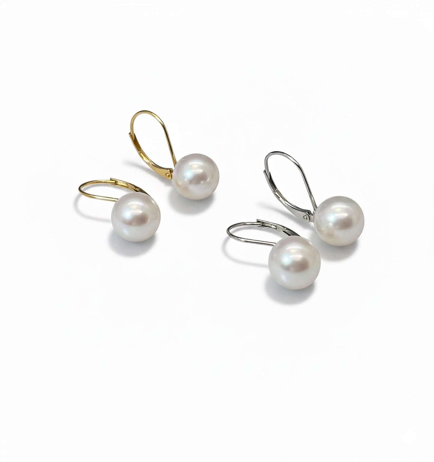 14K Gold Freshwater Pearl Earrings: Handcrafted Dangle Lever Backs