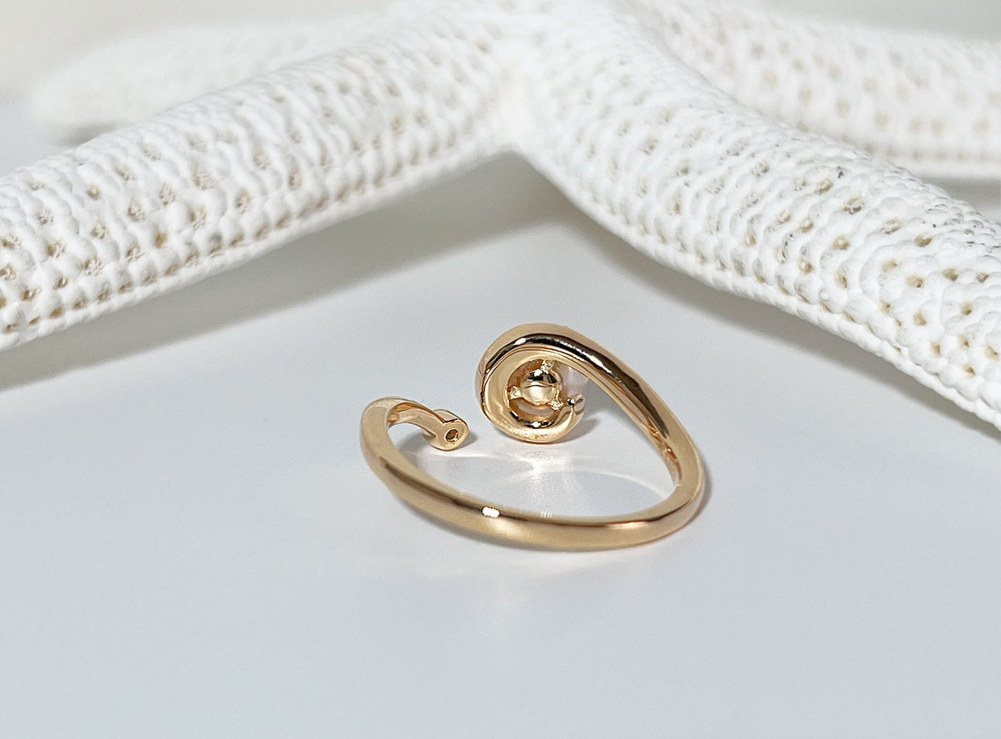 Freshwater Pearl Moissanite Bypass Ring, 14K Gold Plated Sterling Silver