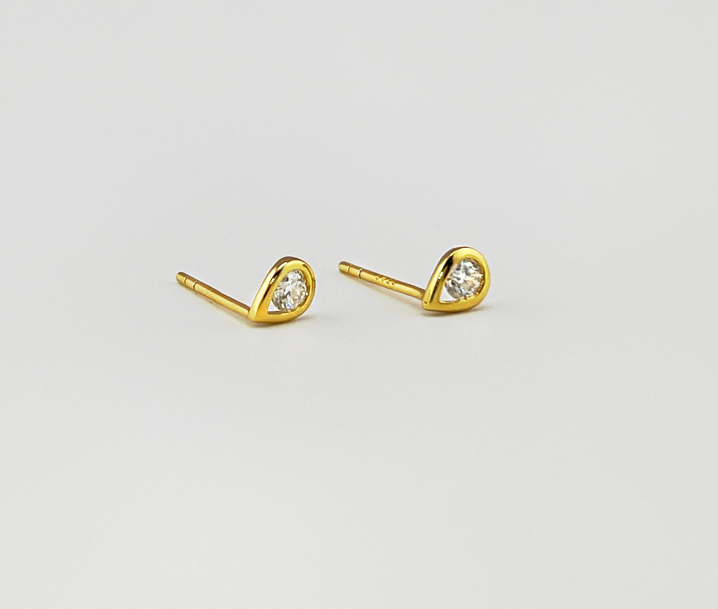 Moissanite Teardrop Stud Earrings: 14K Gold Plated Sterling Silver