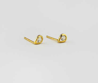 Moissanite Teardrop Stud Earrings: 14K Gold Plated Sterling Silver