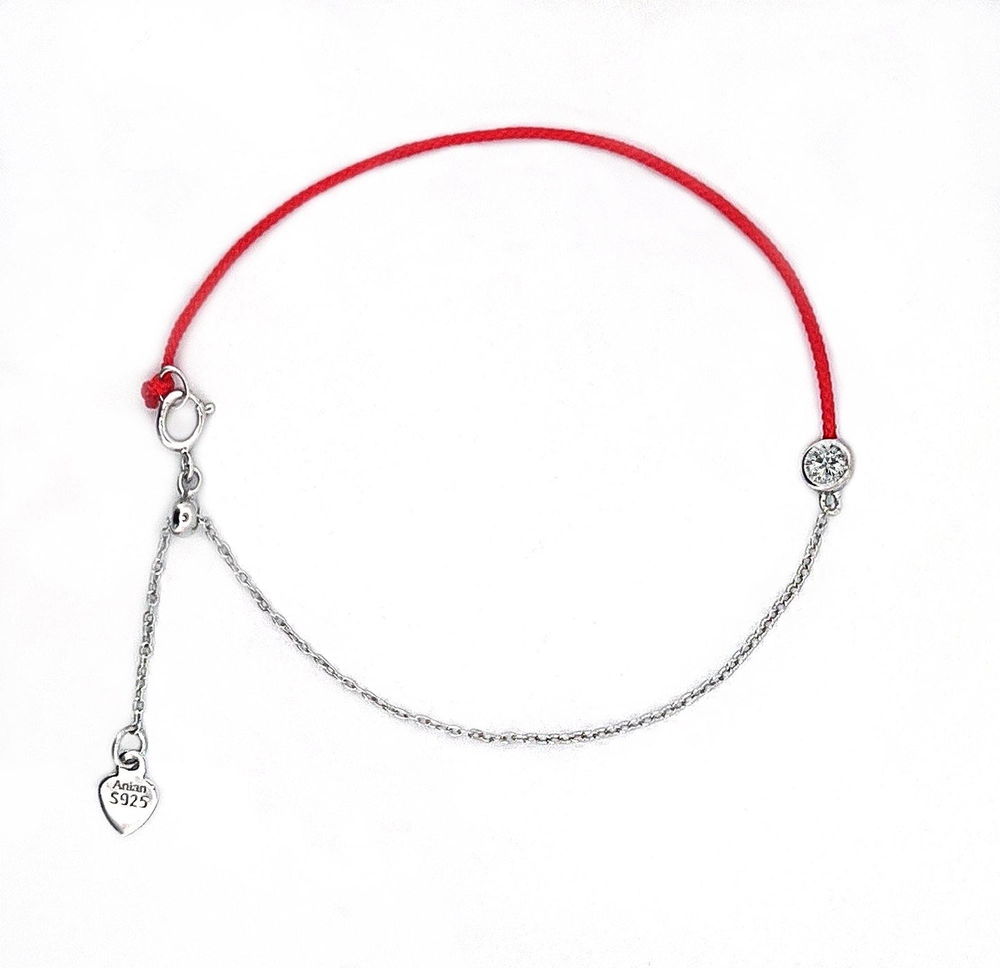 Moissanite Red Cord Bracelet: 18K Gold Plated Sterling Silver, Adjustable