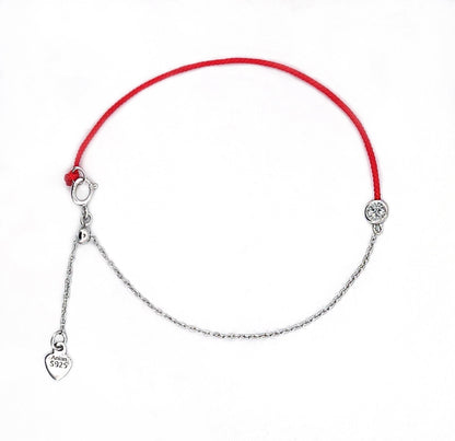 Moissanite Red Cord Bracelet: 18K Gold Plated Sterling Silver, Adjustable