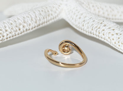 Freshwater Pearl Moissanite Bypass Ring, 14K Gold Plated Sterling Silver