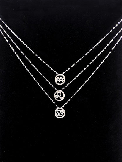 Moissanite Zodiac Constellation Necklace: Rhodium Plated Sterling Silver