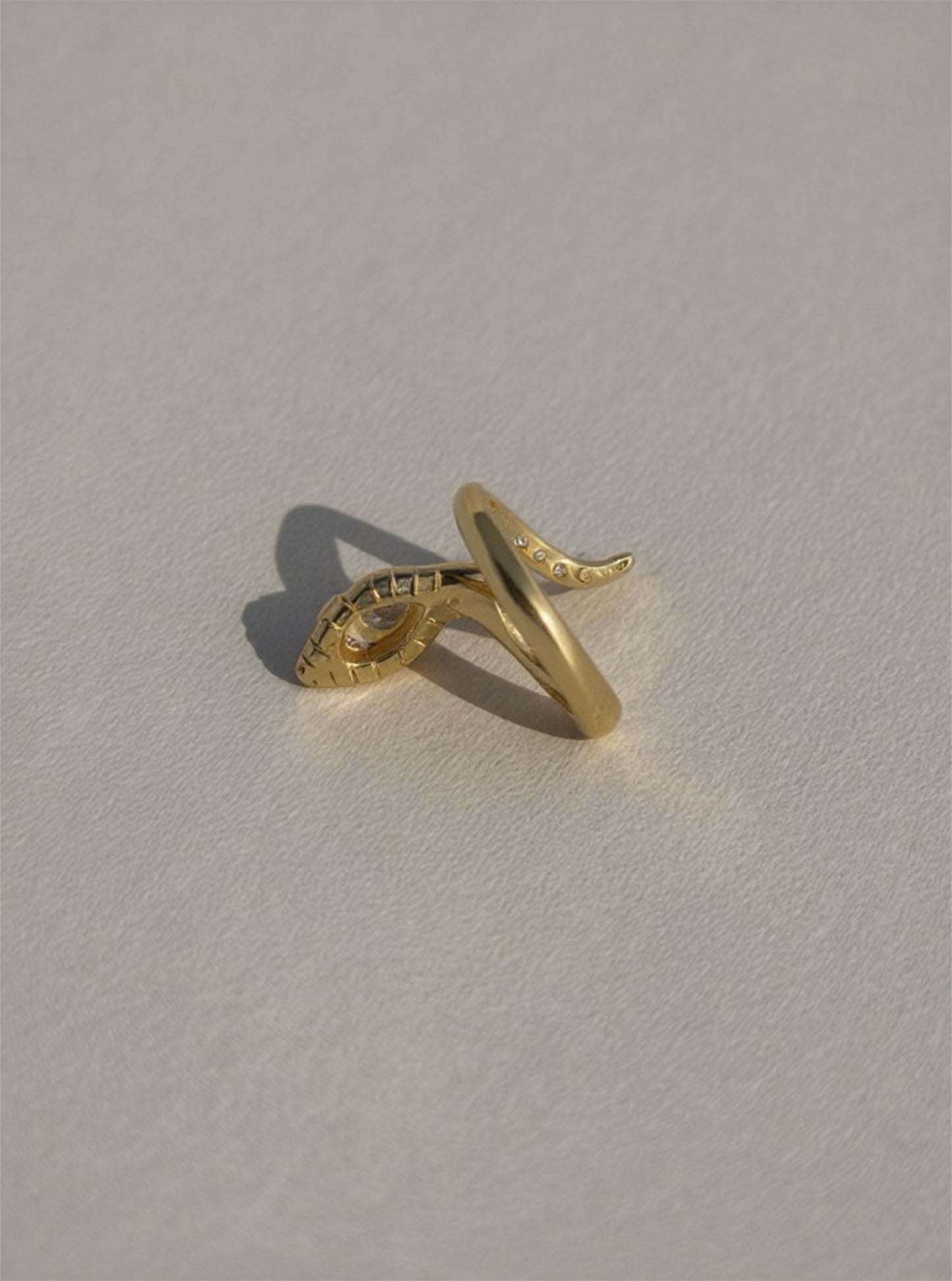 Moissanite Snake Ring: 18K Gold Plated Sterling Silver Serpent Cocktail Ring