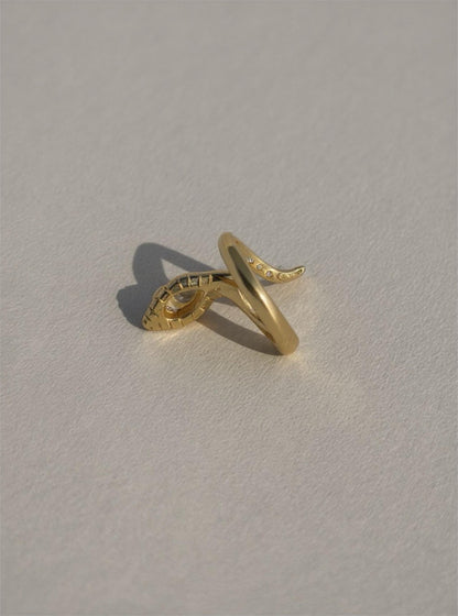 Moissanite Snake Ring: 18K Gold Plated Sterling Silver Serpent Cocktail Ring
