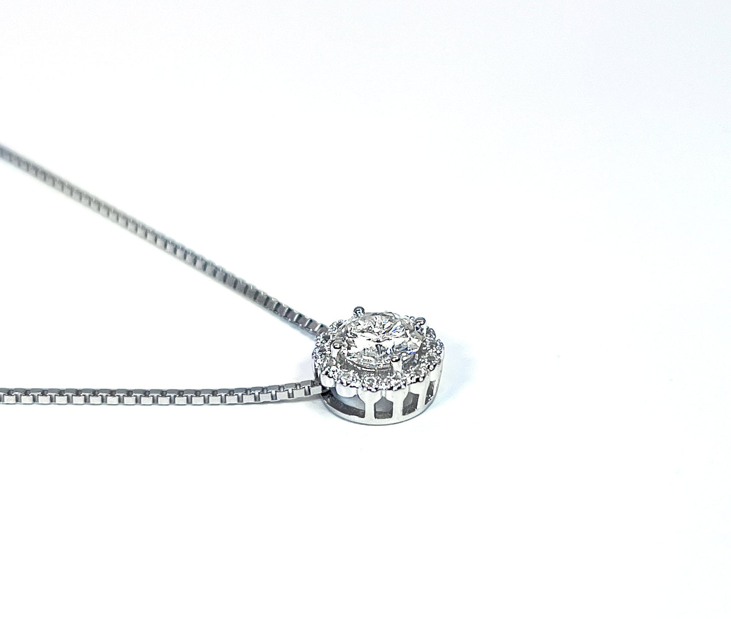 Moissanite Halo Necklace: 1.5Ct Sterling Silver Cluster Pendant