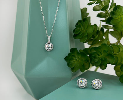 Halo Moissanite Stud Earrings: 3.0Ct VVS1 Sterling Silver