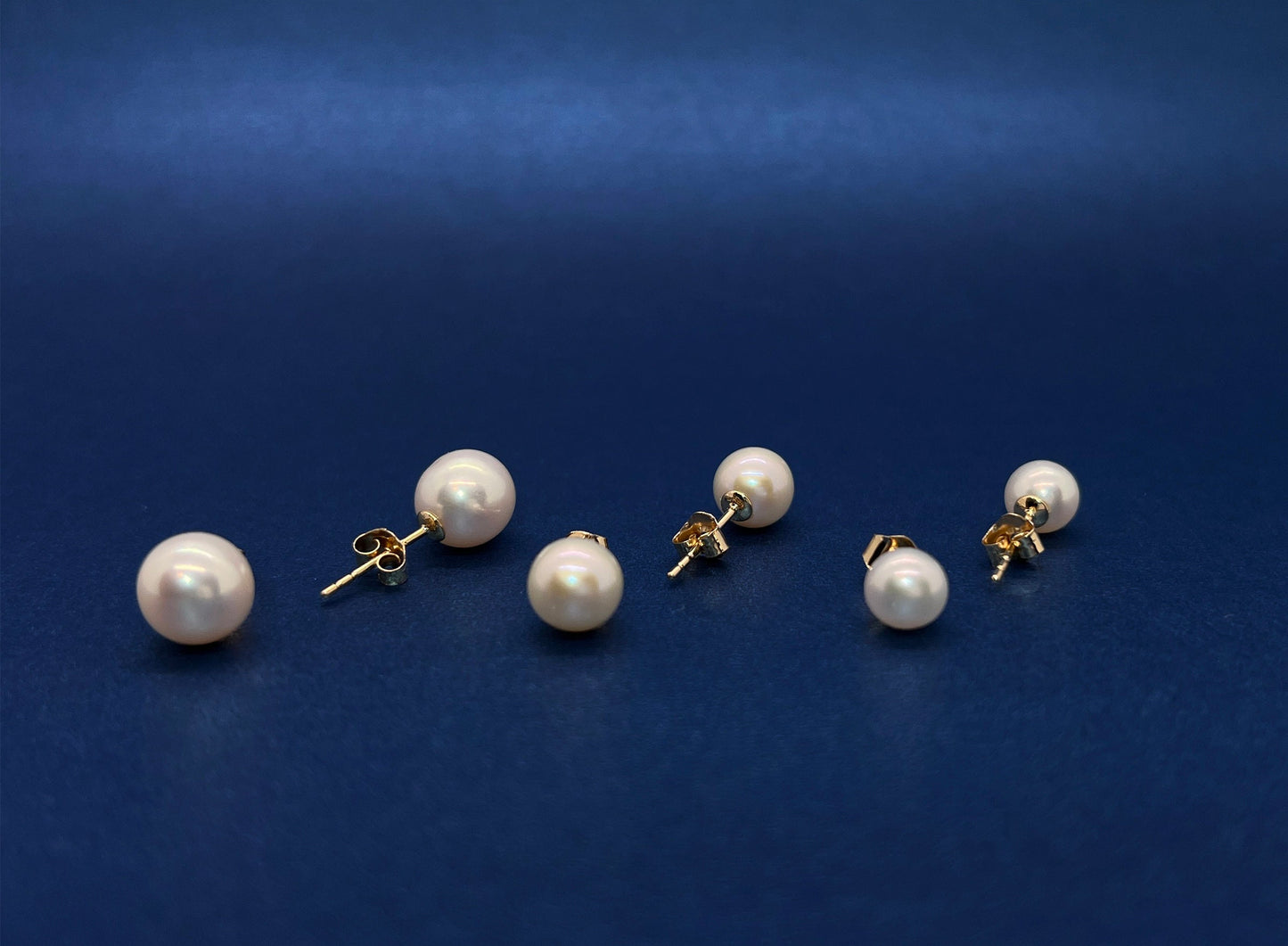 14k Gold Freshwater Pearl Stud Earrings: 6-8mm Genuine Pearl