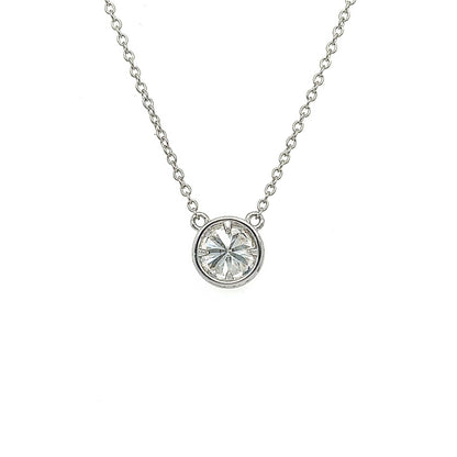 1 Carat Moissanite Solitaire Necklace: 14K Gold or Sterling Silver Bezel Pendant