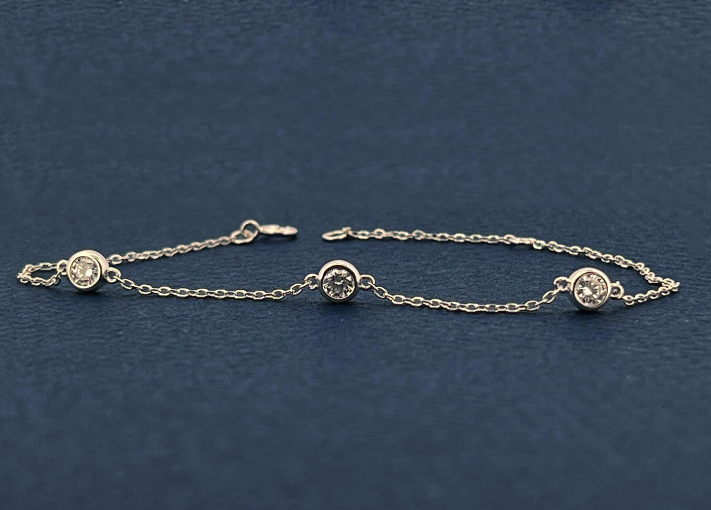 Moissanite Bezel Station Bracelet: Rhodium Sterling Silver, Diamonds By The Yard