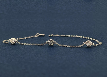 Moissanite Bezel Station Bracelet: Rhodium Sterling Silver, Diamonds By The Yard