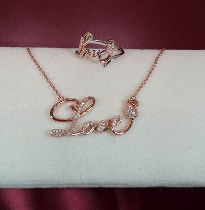 Rose Gold Love Ring: Sterling Silver, White Sapphire - Size 7