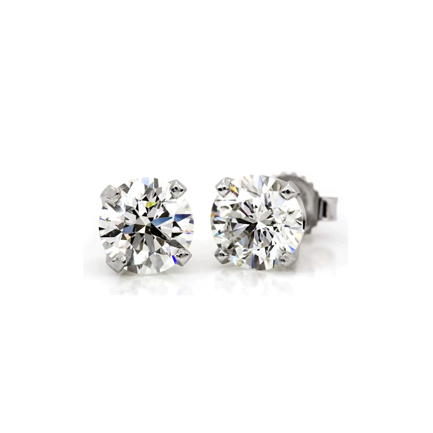 Certified Diamond Stud Earrings: 14K White Gold, Round Cut, SI1-SI2 G