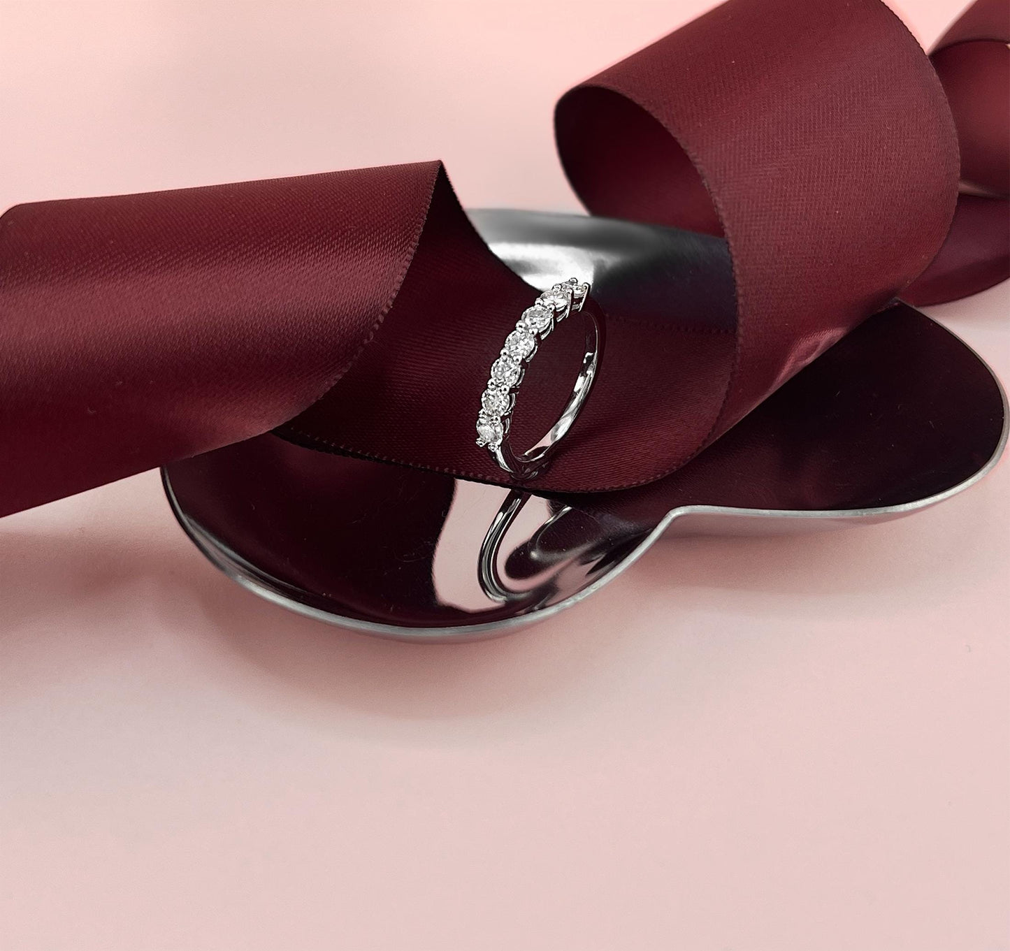 VVS1 Moissanite Wedding Ring: Rhodium Plated Sterling Silver Anniversary Band