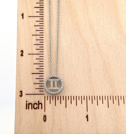 Moissanite Zodiac Constellation Necklace: Rhodium Plated Sterling Silver