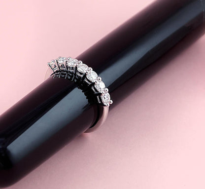 VVS1 Moissanite Wedding Ring: Rhodium Plated Sterling Silver Anniversary Band