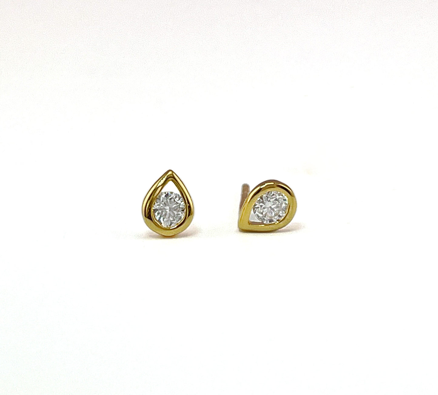 Moissanite Teardrop Stud Earrings: 14K Gold Plated Sterling Silver