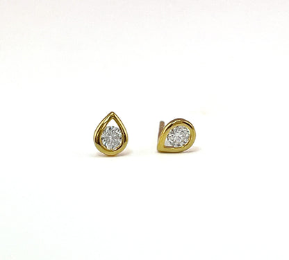 Moissanite Teardrop Stud Earrings: 14K Gold Plated Sterling Silver