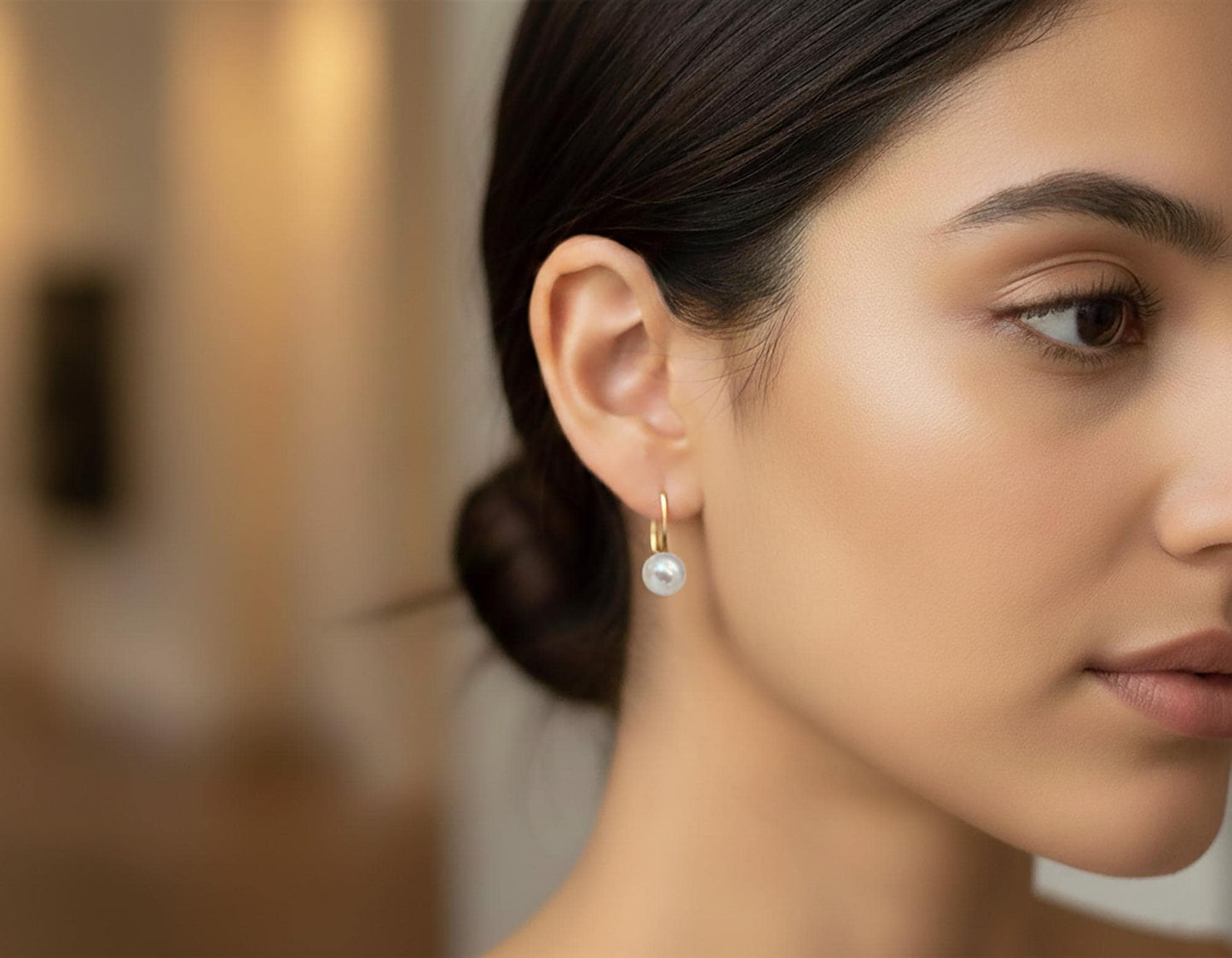 14K Gold Freshwater Pearl Earrings: Handcrafted Dangle Lever Backs