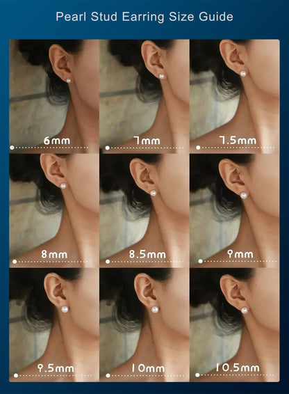 14k Gold Freshwater Pearl Stud Earrings: 6-8mm Genuine Pearl